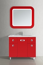 Водолей Мебель для ванной "Арнелла 100" напольная красная – фотография-4